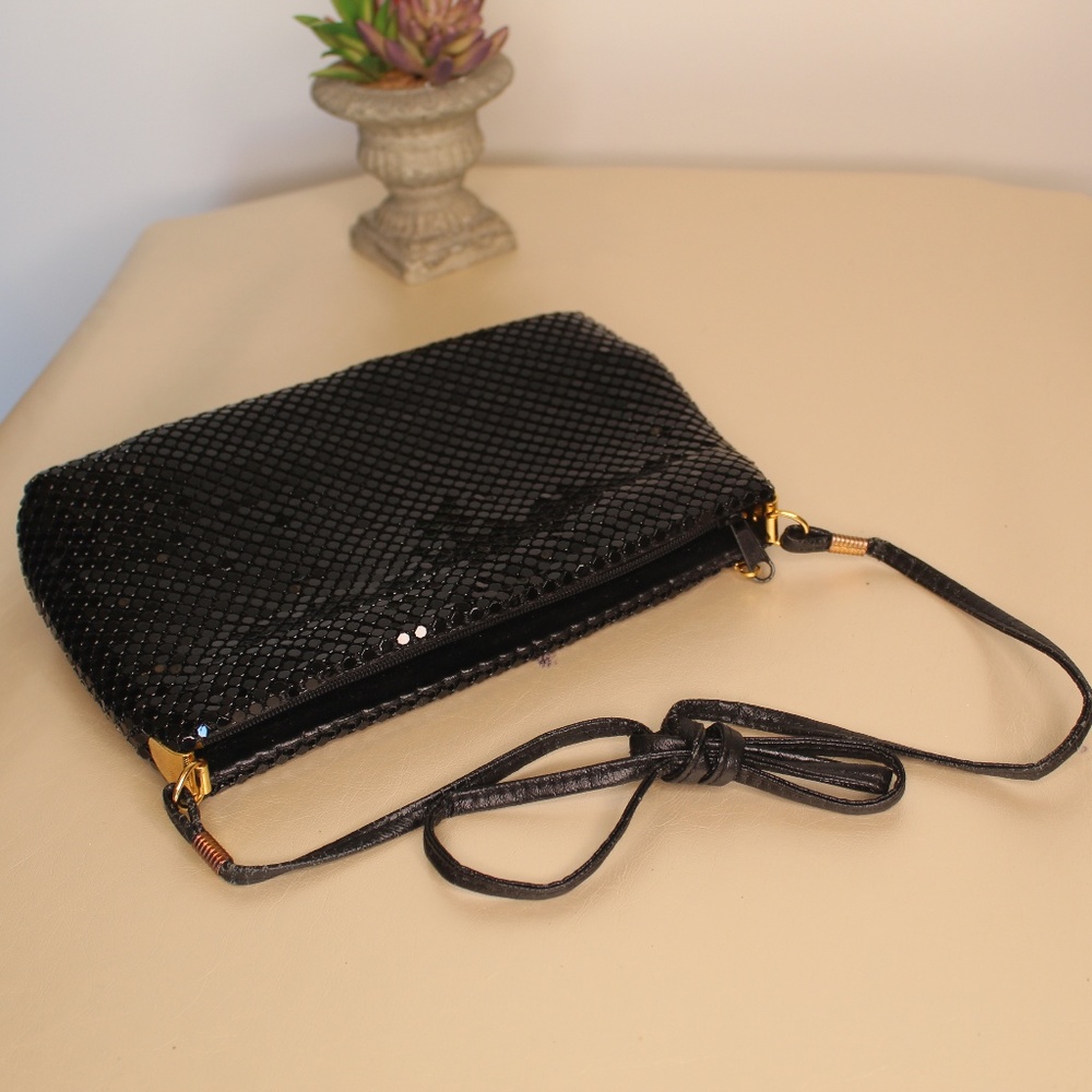 After Hours Black Shiny Metal Linked Purse